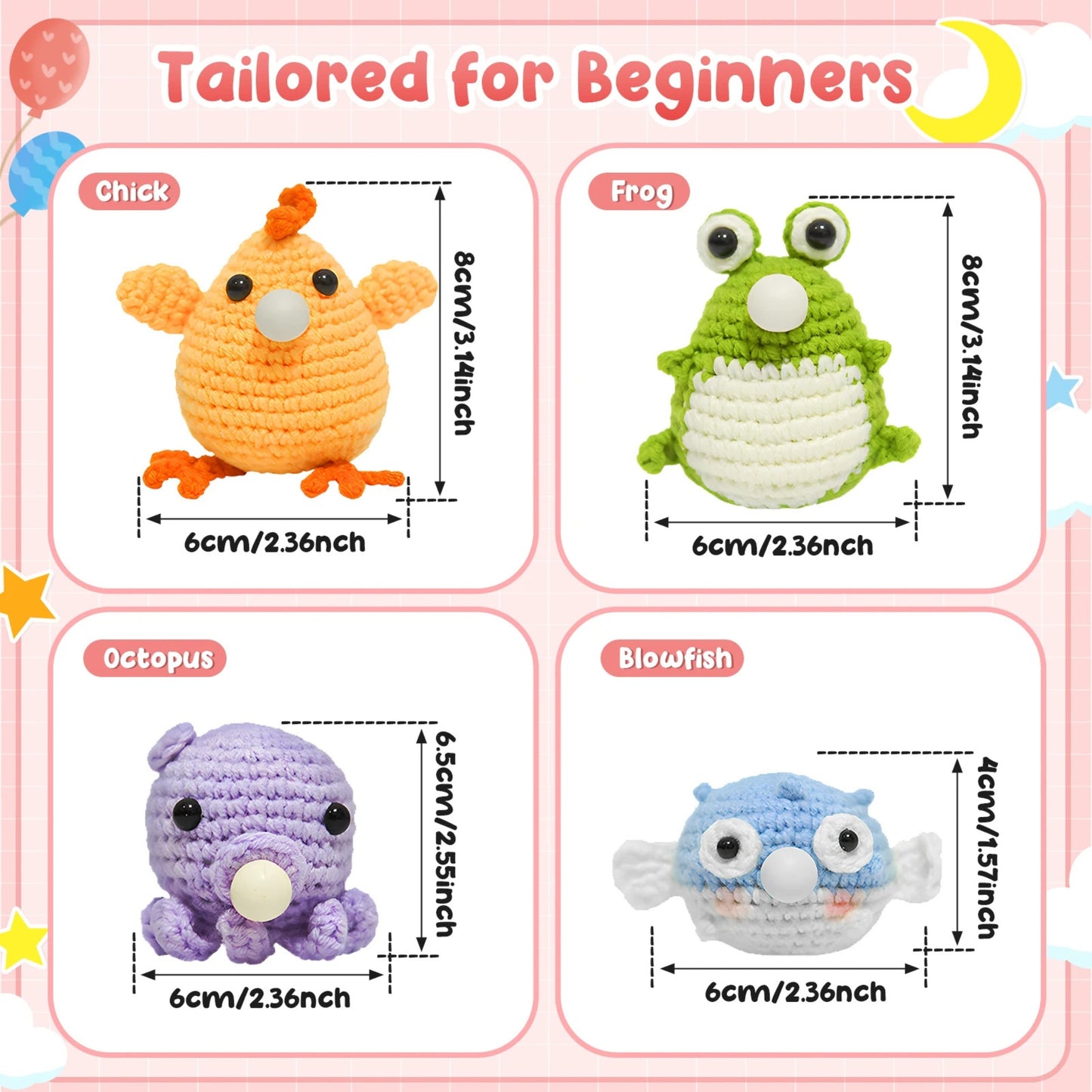 Press Bubble Animal Crochet Kit